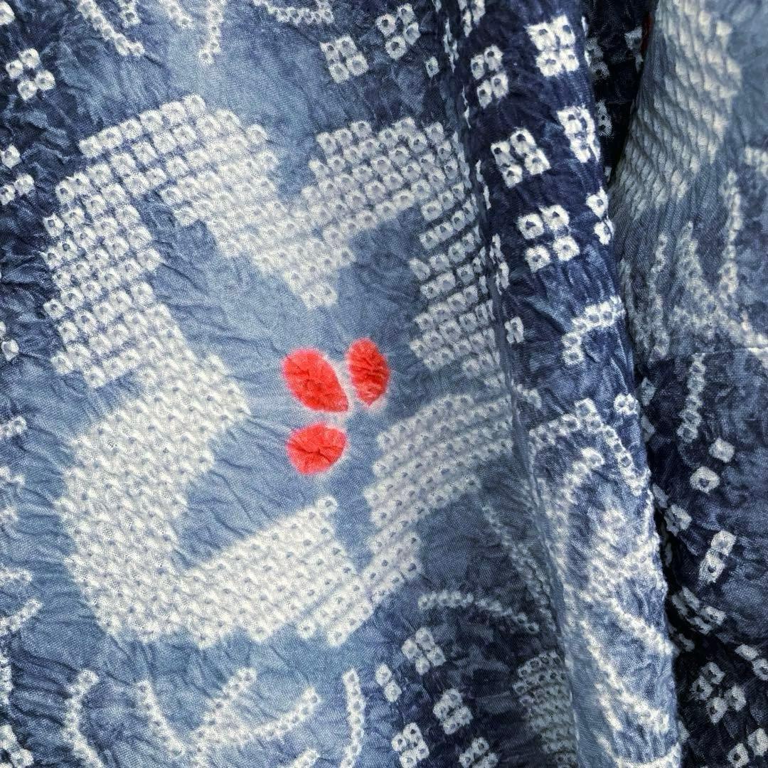 有松鳴海絞り　絞り浴衣　グレー　暈し　手縫い身丈162cm No.1-100