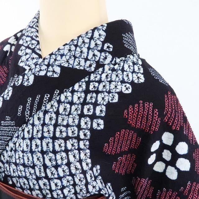Y1162◆有松鳴海絞り 綿 洗える夏着物 手縫い仕立て 高級浴衣 着物