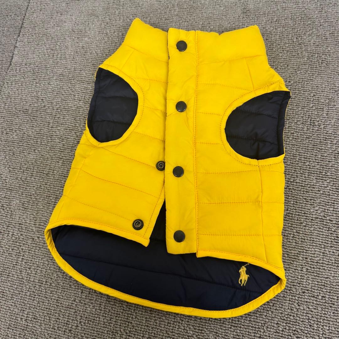 ポロラルフローレン 犬服 ダウンベスト リバーシブル ネイビー イエロー 美品