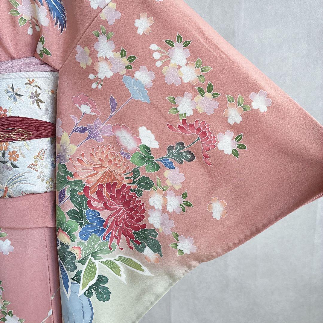 訪問着　フルセット　着物　正絹　友禅　比翼仕立　四季草花　春の華　J7 1月