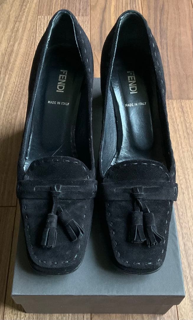 FENDI フェンディ/ スエード ヒール タッセルローファー