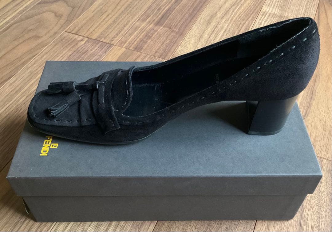 FENDI フェンディ/ スエード ヒール タッセルローファー