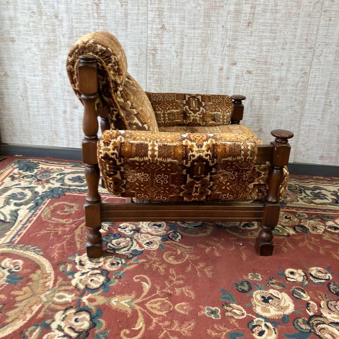 昭和レトロ マルニ 花柄ベロアチェア 一人掛けソファ アームチェア アンティーク