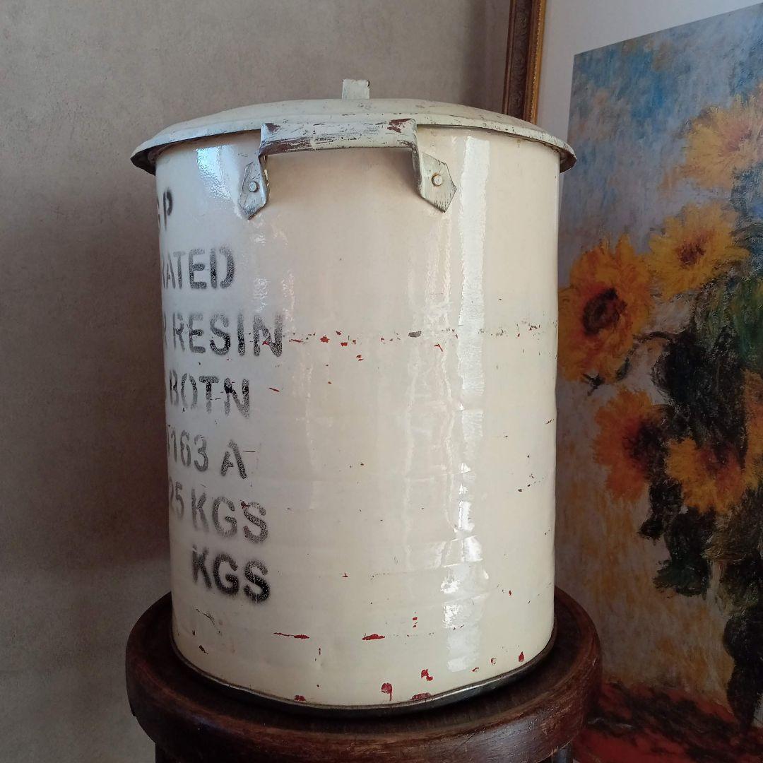◆廃盤◆美品 ドラム缶 Ｌサイズ ヴィンテージ ダストボックス 蓋付き ゴミ箱