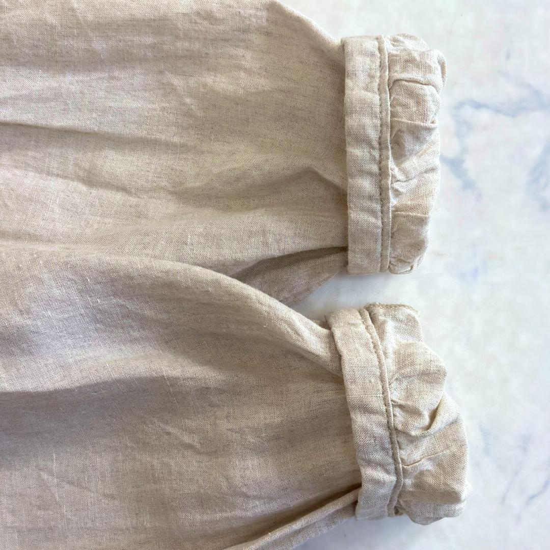 美品♪中川政七商店 リネン シルク 長袖ブラウス ベージュ ty5