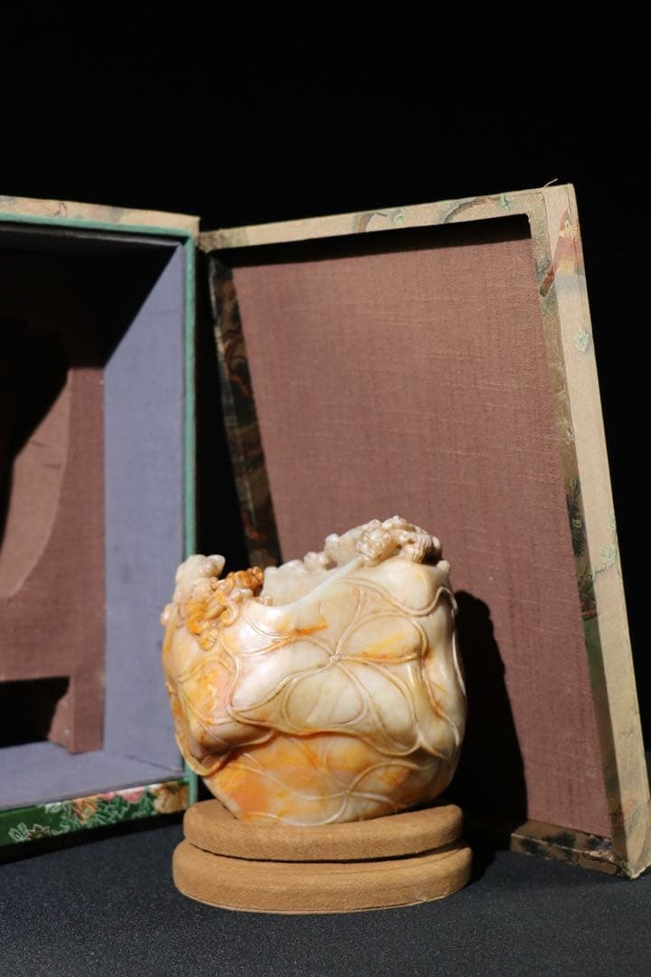 旧蔵　時代物　逸品　筆洗　寿山石　龍獸 清国時代彫刻　筆洗　文房具アンティーク