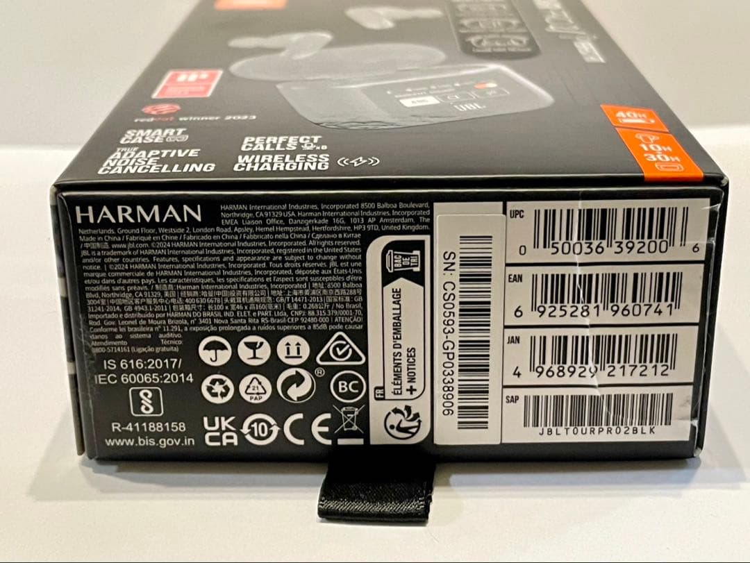 JBL Tour Pro 2 ワイヤレスイヤホン（充電ケース+左耳のみ+カバー）