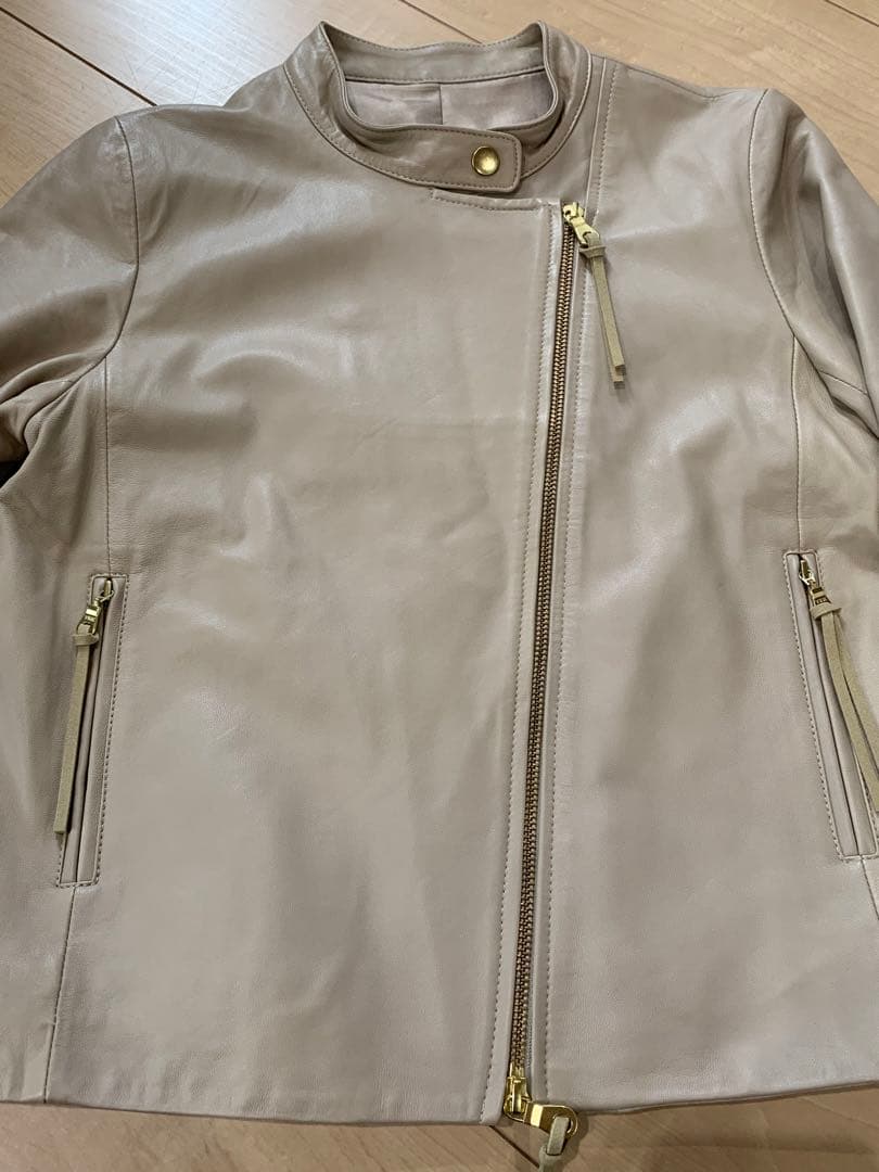 jena ライダースジャケット ベージュ 本革 羊革