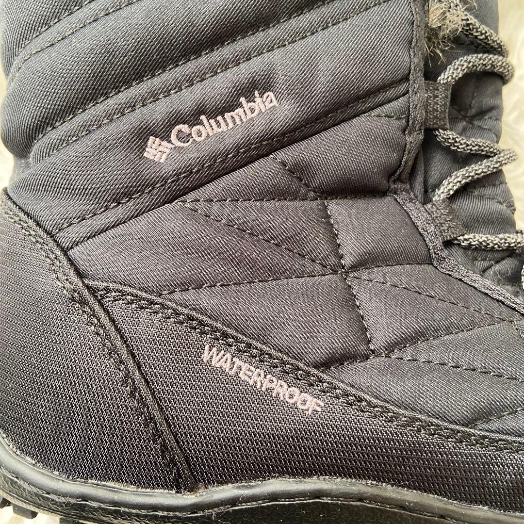 極美品✨コロンビア スノーブーツ レースアップ 防水 ファー ブラック 25cm