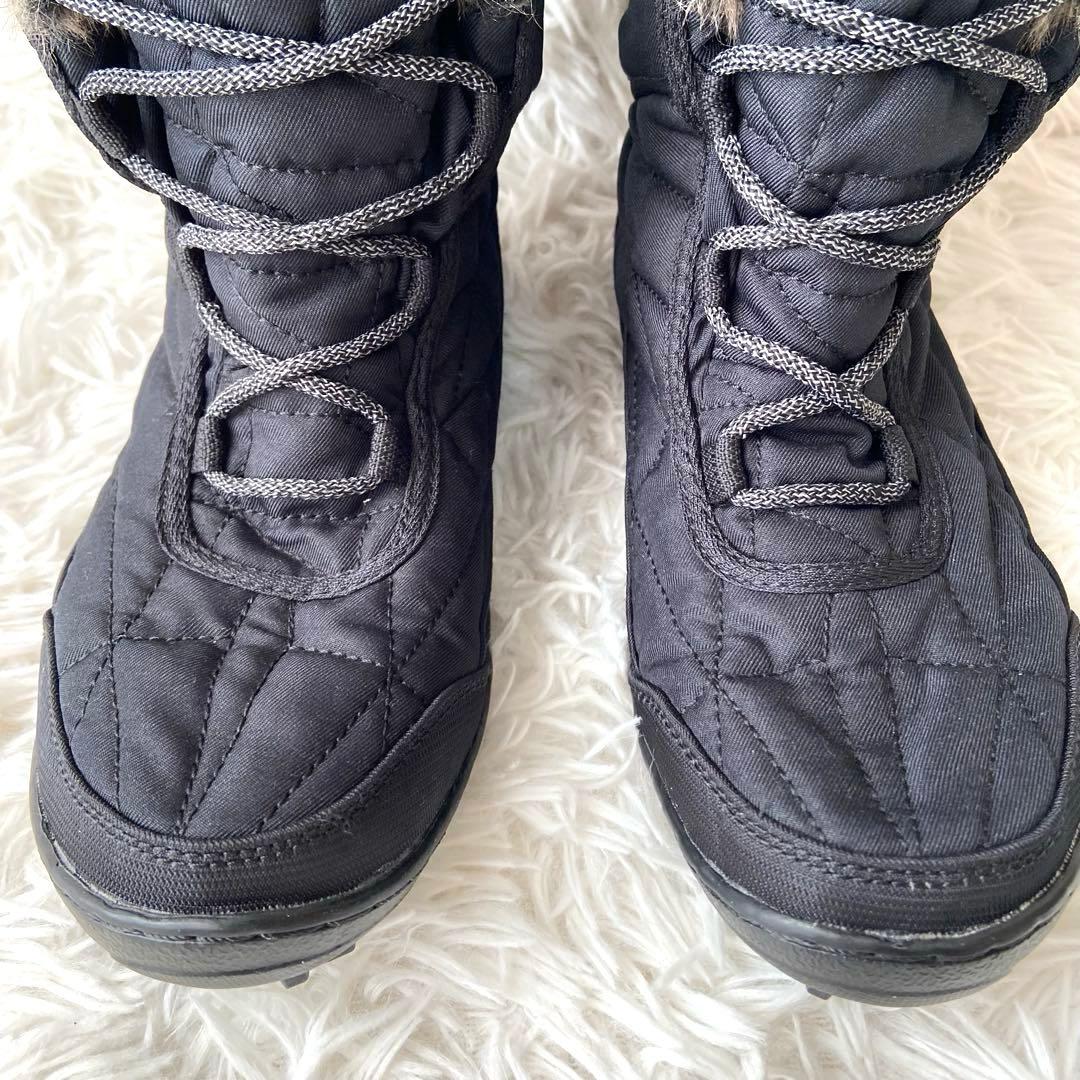 極美品✨コロンビア スノーブーツ レースアップ 防水 ファー ブラック 25cm