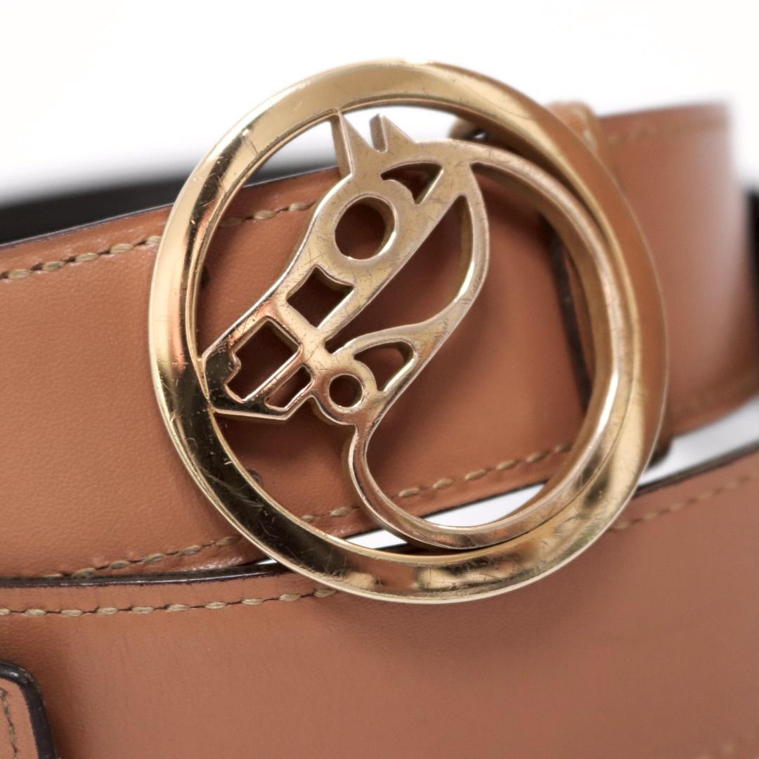 エルメス シュヴァル ベルト 75cm±4 幅3cm 茶黒 2枚革 箱付 917