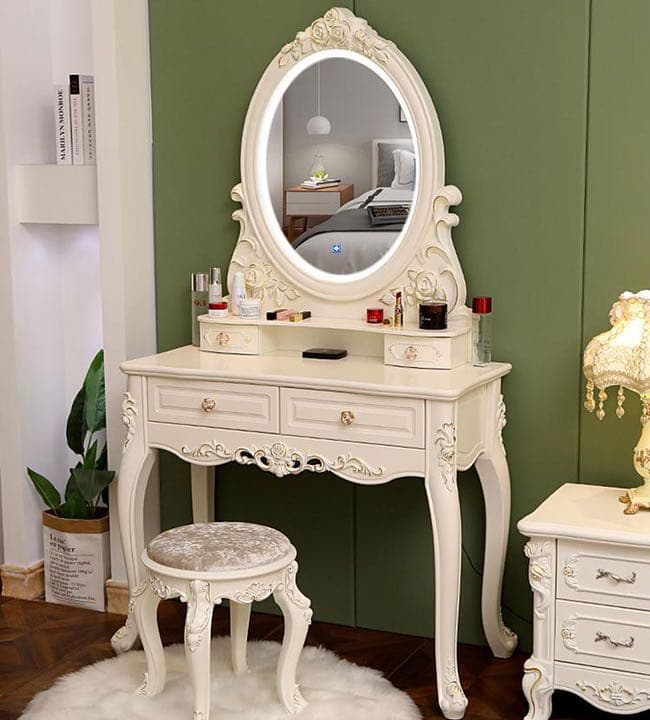 即日発送可能　ゴールド　大人気　北欧風ドレッサースツールライト 60cmセット