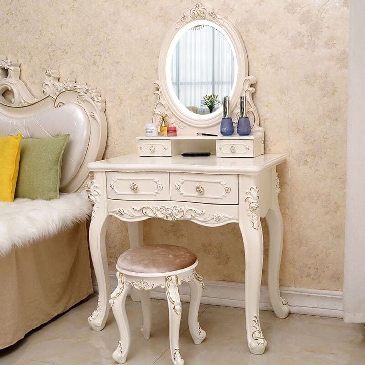 即日発送可能　ゴールド　大人気　北欧風ドレッサースツールライト 60cmセット