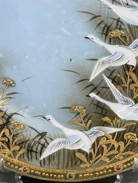 オールドニッポン 志水禄之助商店 21.9㎝ 白鳥 ガチョウ プレート 皿