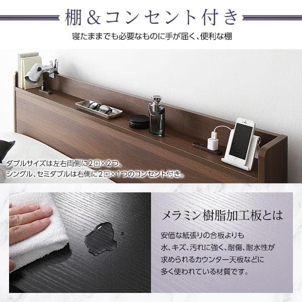 ベッド  ブラウン ダブル ボンネルコイルマットレス付きds-2173656