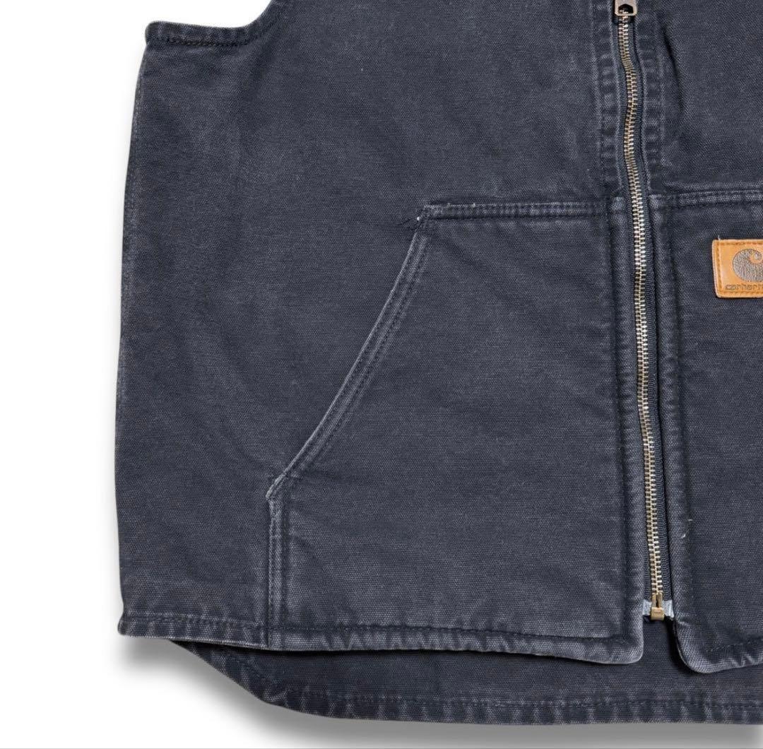00s Carhartt ダックベスト　ボア　炭黒ブラック　フェード　カーハート