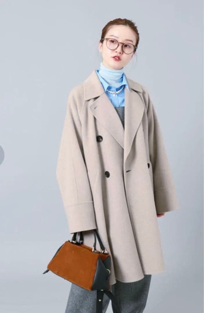 【美品】IENAスーパー160ダブルフェイスオーバーコート38