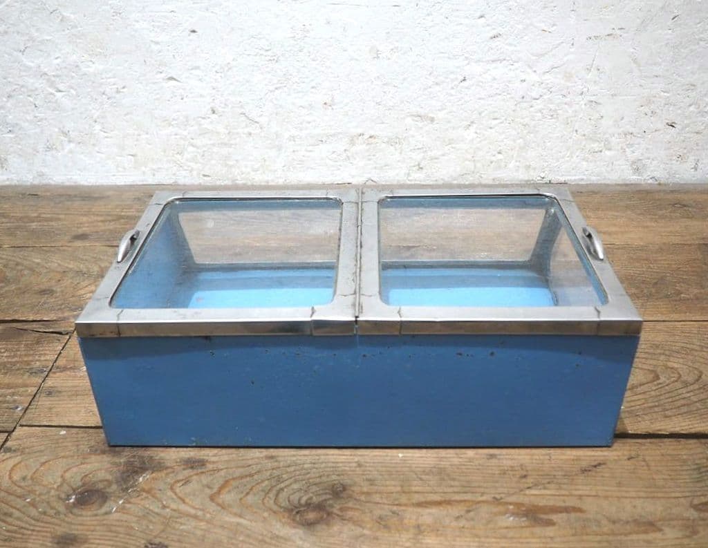 1328 昭和レトロな駄菓子屋のガラスケース　飾り棚　陳列棚　ビンテージ　古家具