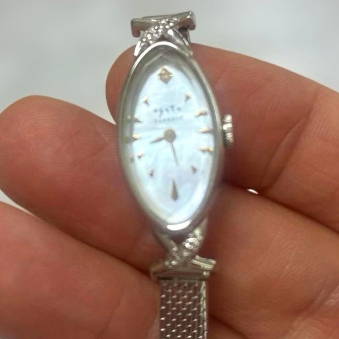 美品agete オーバルフェイスジュエリーウォッチシルバー販売証明書付き 19万