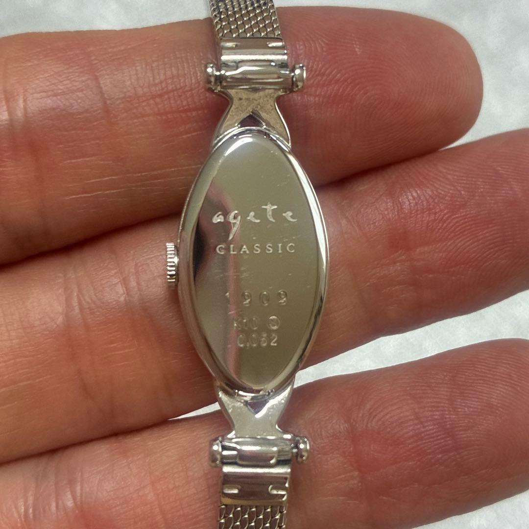 美品agete オーバルフェイスジュエリーウォッチシルバー販売証明書付き 19万