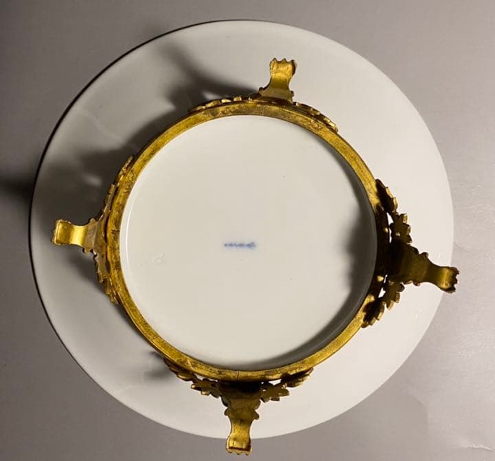 美麗 KPMベルリン コンポート ブロンズフット ファビュラス 美しい黄色 金彩