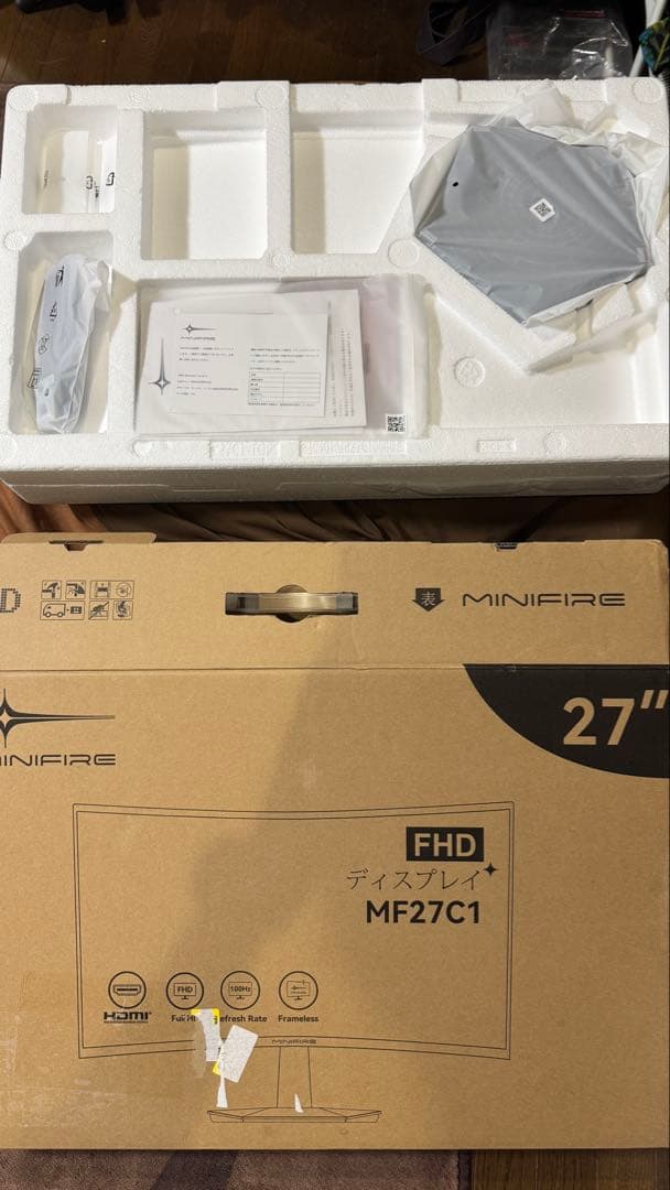 Minifire曲面PCモニター HDMI TYPE-C フルHD 27インチ