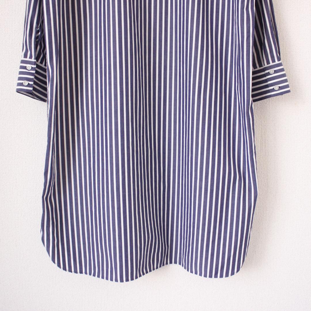 OUR 播州織のベーシックシャツ Fサイズ ネイビー コットン