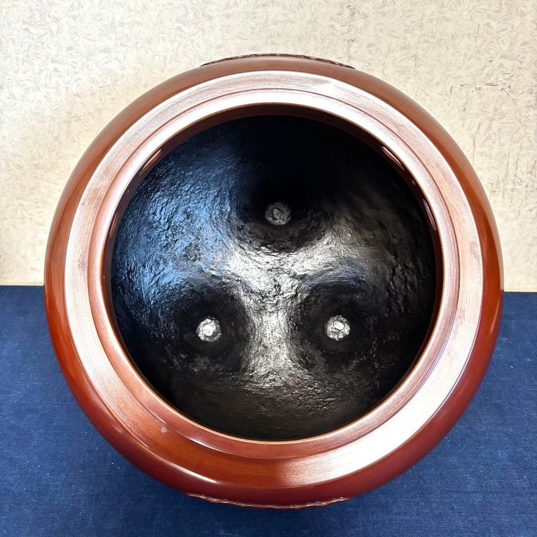 松竹梅地紋釜 風炉 茶釜 電熱器 唐銅朝鮮風炉釜 野々田製電熱器 敷板 茶道具