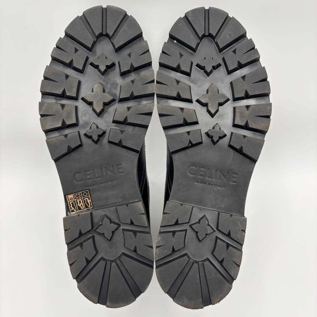 極美品 セリーヌ マーガレット チェルシーブーツ ロゴサイドゴアブーツ ブラック