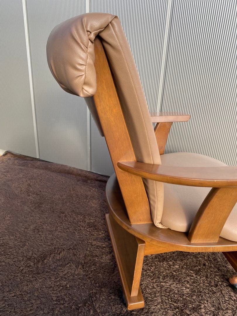 美品！木製アームチェア (キャスター付き)ヴィンテージ　レトロ