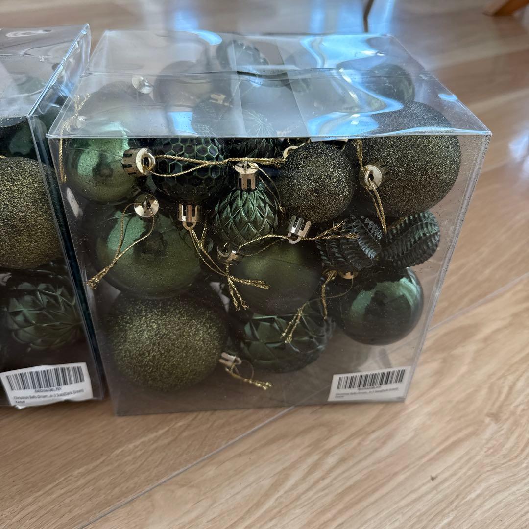 クリスマスオーナメント ダークグリーン 2セット