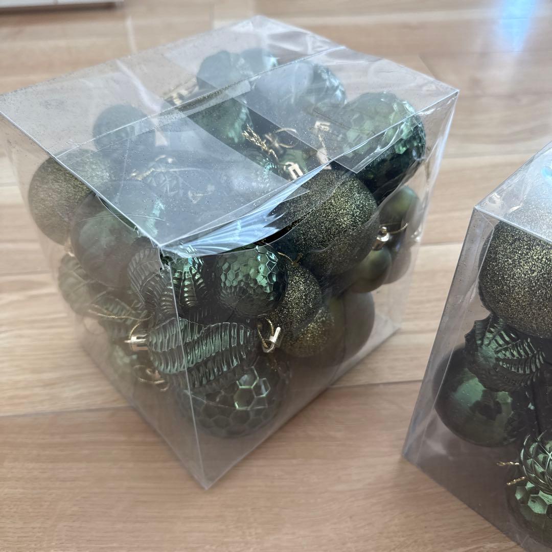 クリスマスオーナメント ダークグリーン 2セット