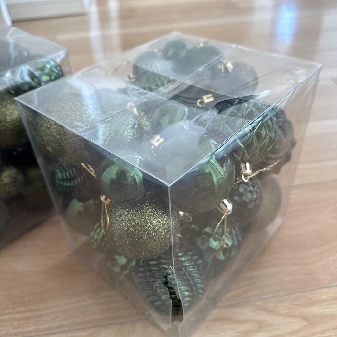 クリスマスオーナメント ダークグリーン 2セット