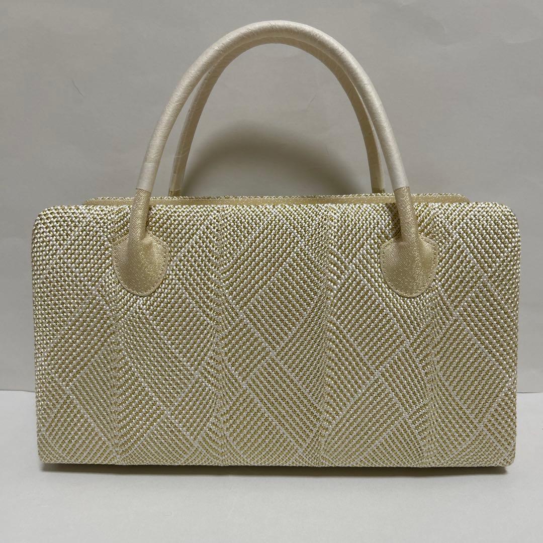 バック バッグ 和装バッグ あおりバッグ 利休バッグ 着物に 組織り 薄金色