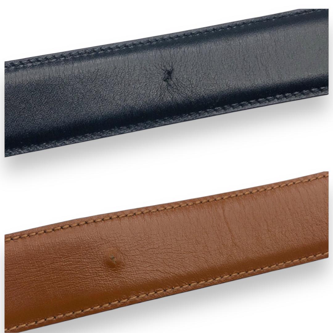 【美品】グッチ ホースシュー リバーシブル ベルト ゴールド ブラック ブラウン