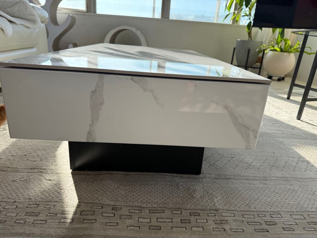 セラミック天板　ローテーブル 収納付