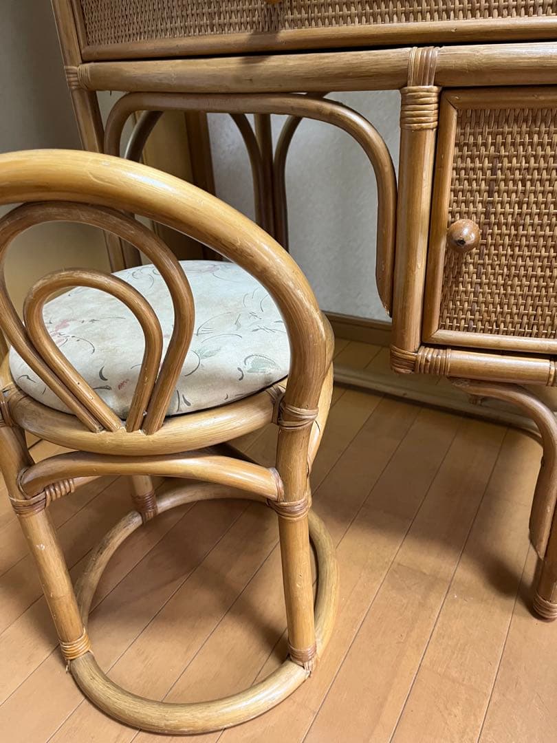 籐家具　籐　鏡台　ドレッサー　ビンテージ　ヴィンテージ　古家具