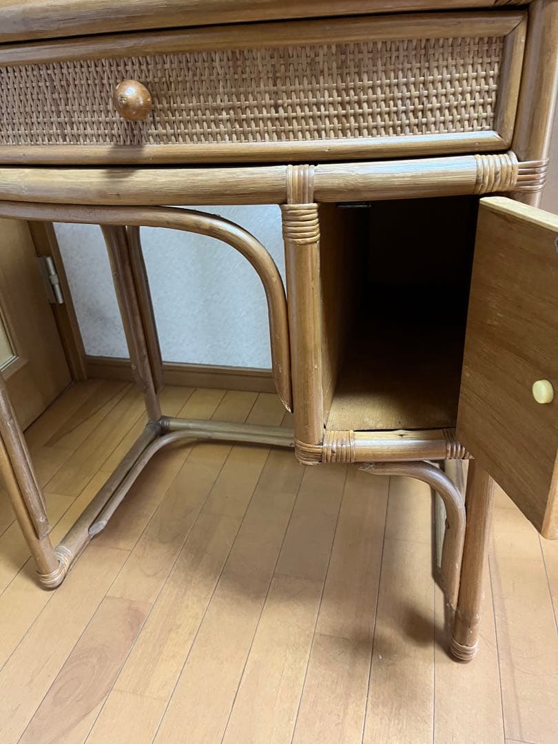 籐家具　籐　鏡台　ドレッサー　ビンテージ　ヴィンテージ　古家具