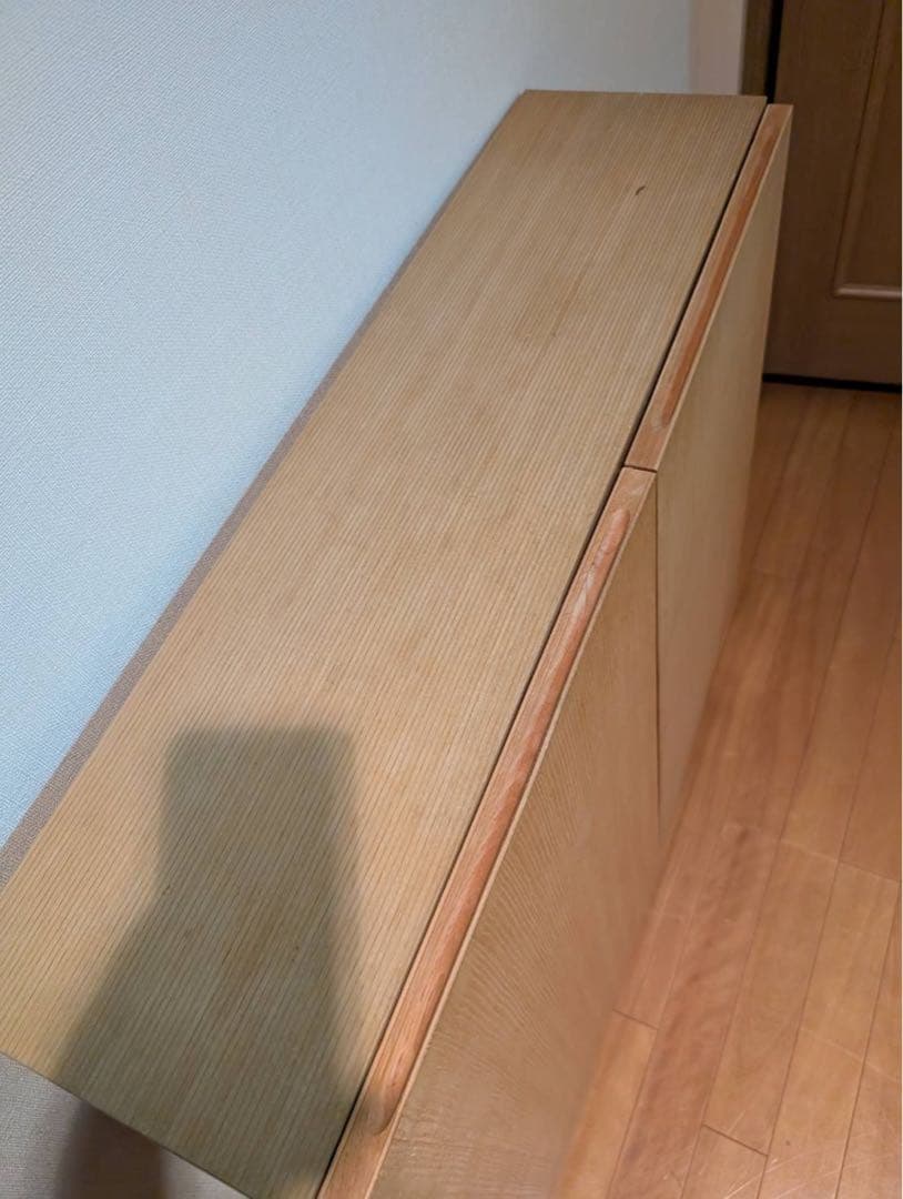 ■送料込■無印良品 木製薄型 本棚 棚 扉付き タモ材