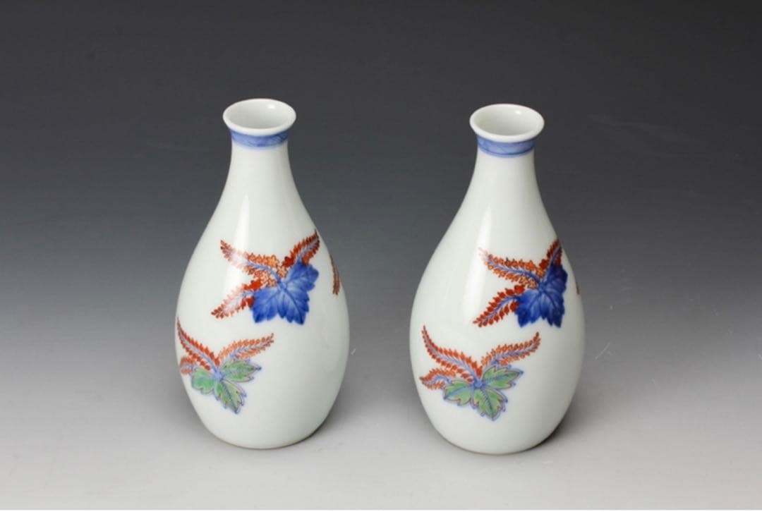 【極レア】十一代 今泉今右衛門 錦桐絵酒器揃 錦牡丹絵小皿 五客 共箱