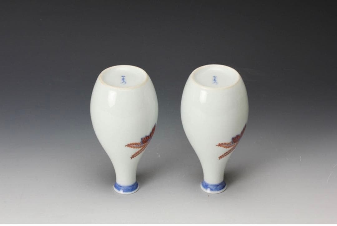 【極レア】十一代 今泉今右衛門 錦桐絵酒器揃 錦牡丹絵小皿 五客 共箱