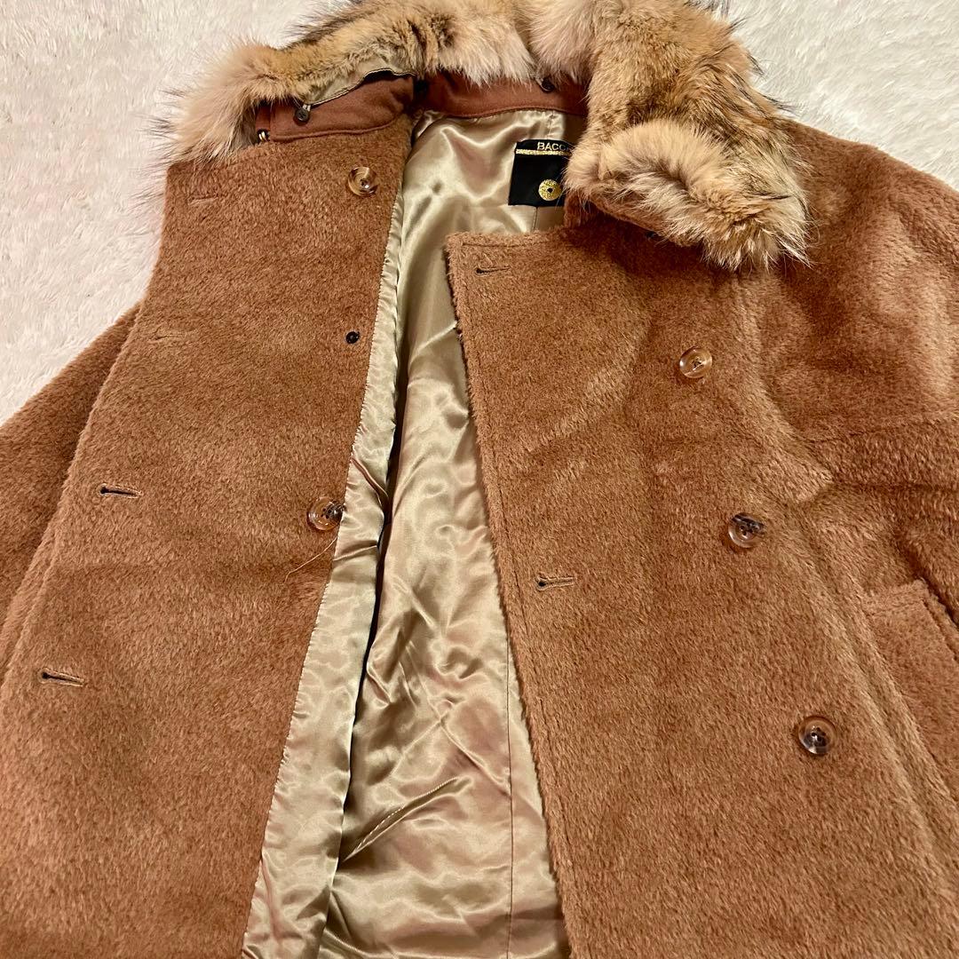 美品⭐︎BACCA シャギー　ピーコート　アンゴラ混　リアルファー襟付き