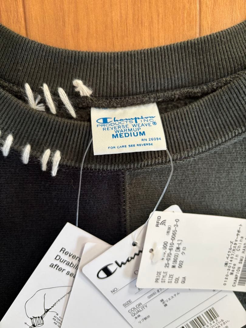 Champion 別注ハンドステッチトレーナー M ブラック系