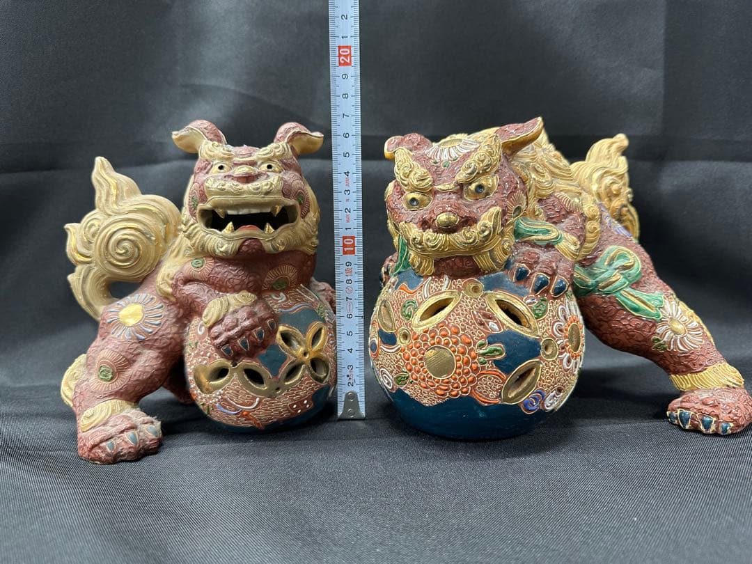 【USED保管品】九谷焼　九谷　獅子　置物　陶器　飾り物