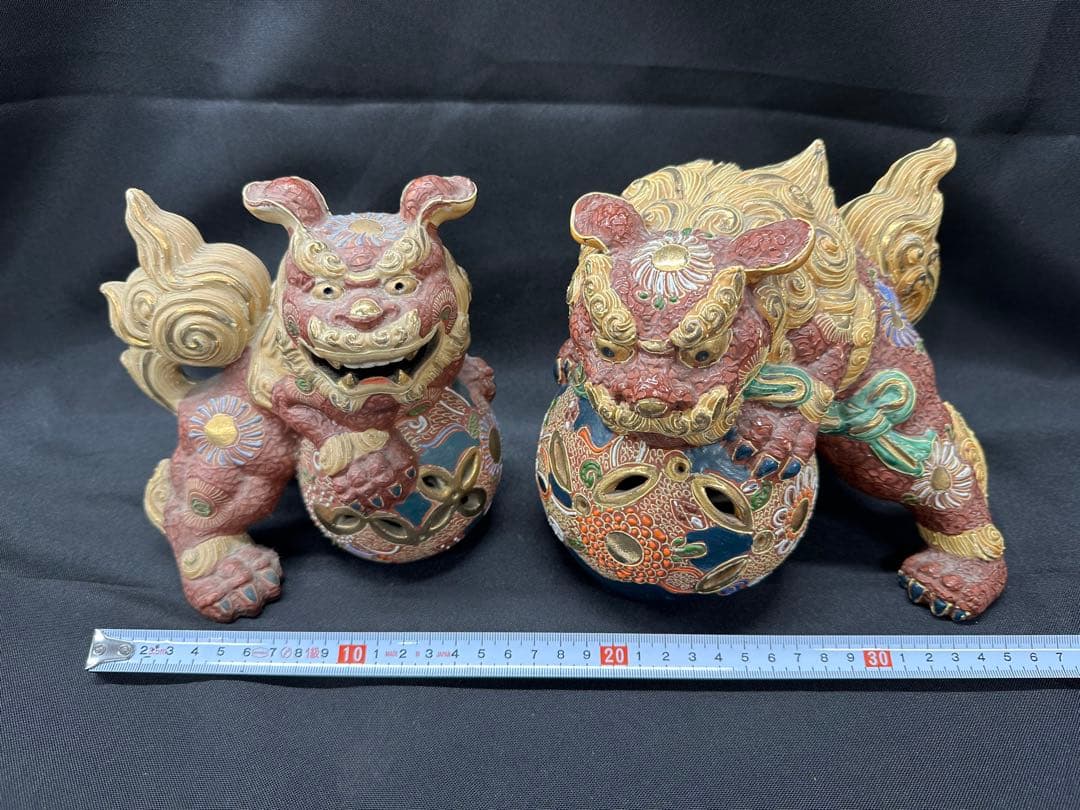 【USED保管品】九谷焼　九谷　獅子　置物　陶器　飾り物
