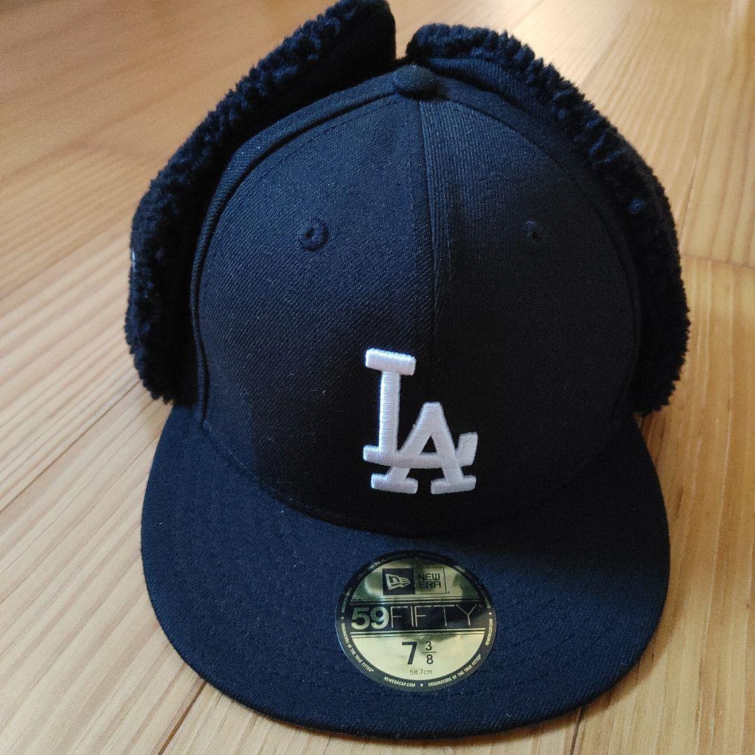 ニューエラ　ドジャース　ボア付きキャップ　ブラック