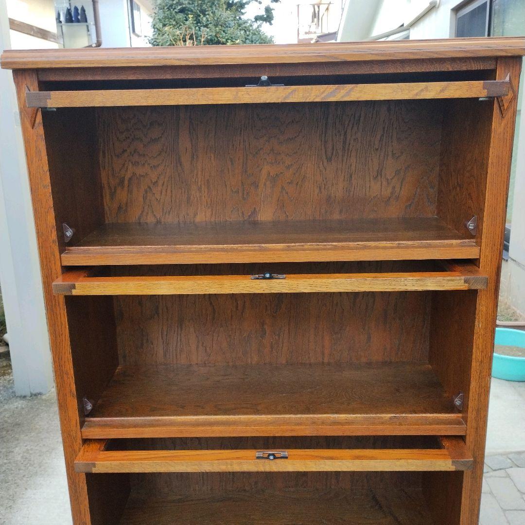 【希少】三越ブルージュ 4段フリーラック ガラスフラップ扉 キャビネット ①