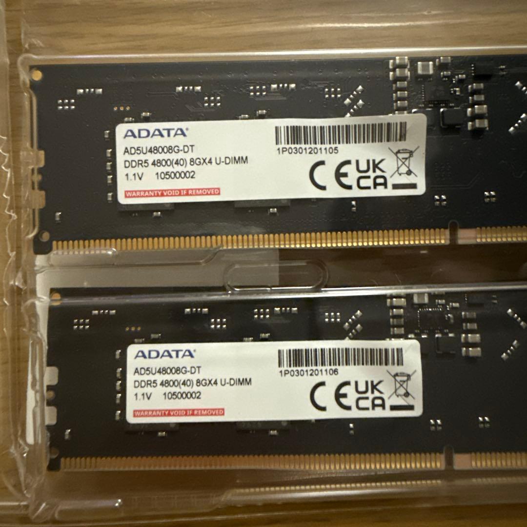 メモリー ADATA DDR5-4800 8GBx2 16GB