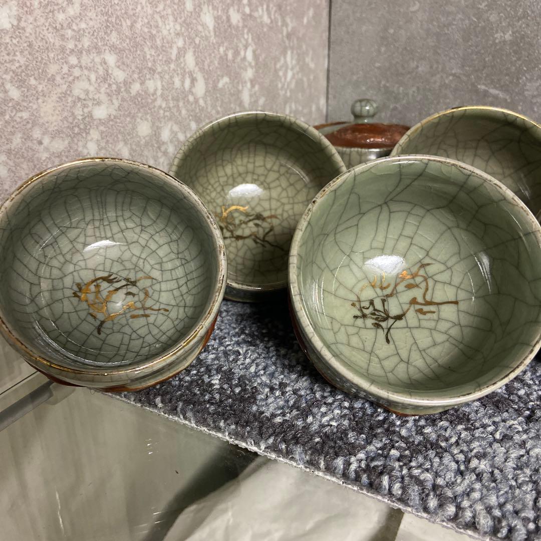 相馬焼　相馬幸山　相馬吉忠　茶器揃い　煎茶揃い　茶器セット　宝瓶　湯さまし　湯呑