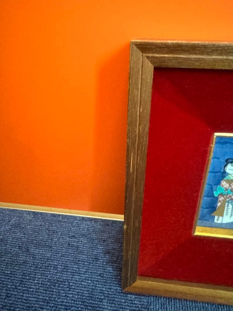 1915 源右衛門 染付 陶板画 額装 お雛様　額縁  置物　工芸品